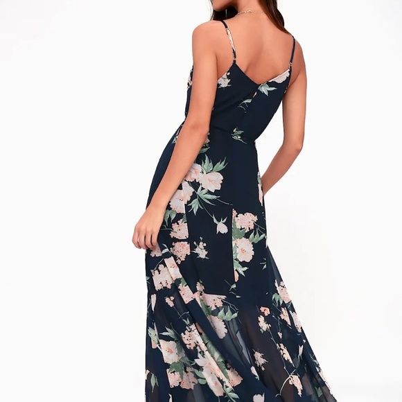 Lulus Feeling Freesia Navy Blue Floral Print Maxi Dress - Picture 3 of 15